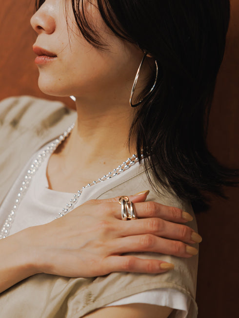 BIGフープ&チェーン2WAYピアス /0053-415SH